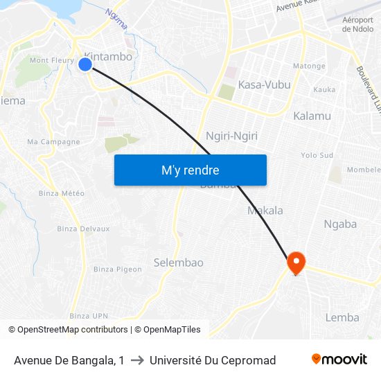Avenue De Bangala, 1 to Université Du Cepromad map