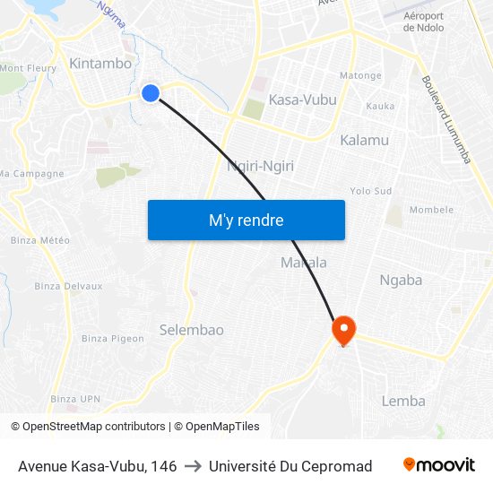 Avenue Kasa-Vubu, 146 to Université Du Cepromad map