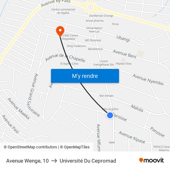 Avenue Wenge, 10 to Université Du Cepromad map
