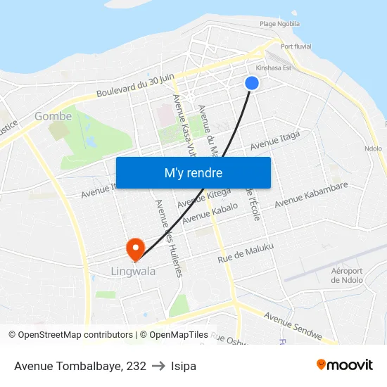 Avenue Tombalbaye, 232 to Isipa map