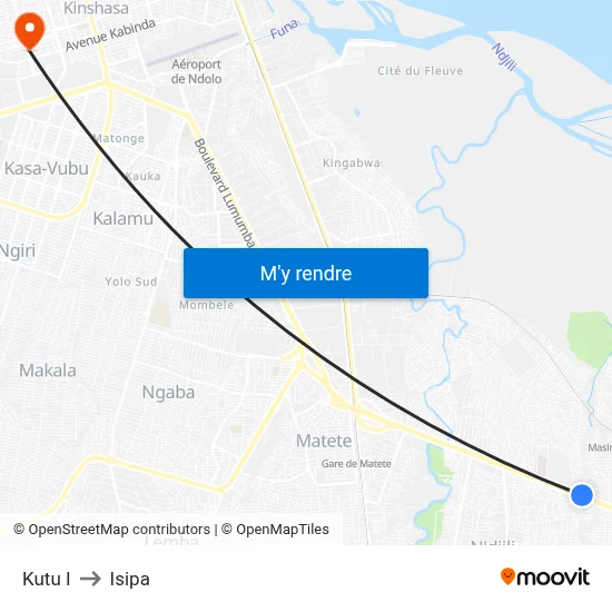 Kutu I to Isipa map