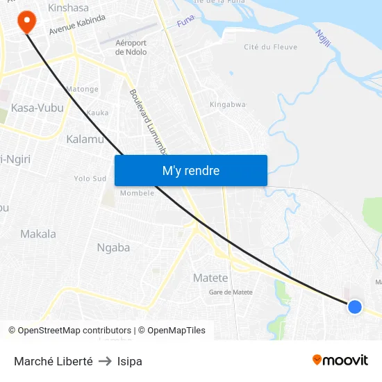 Marché Liberté to Isipa map