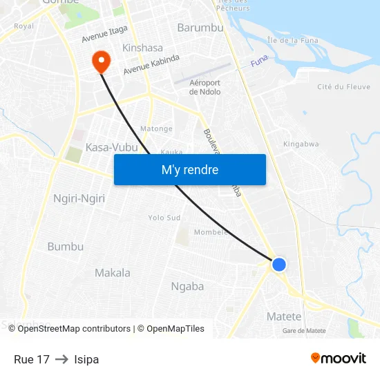 Rue 17 to Isipa map