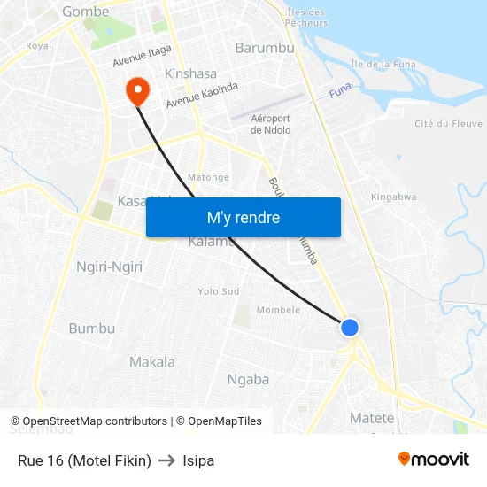 Rue 16 (Motel Fikin) to Isipa map