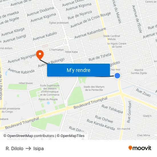R. Dilolo to Isipa map