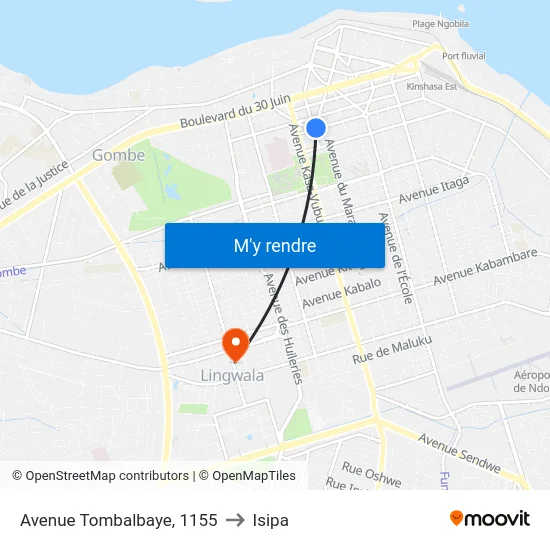 Avenue Tombalbaye, 1155 to Isipa map