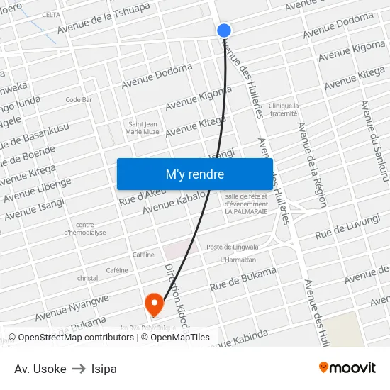 Av. Usoke to Isipa map