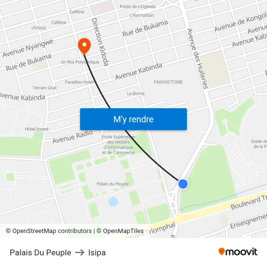 Palais Du Peuple to Isipa map