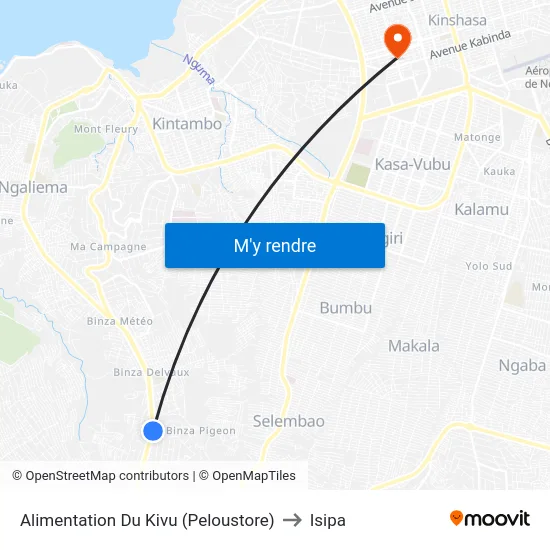 Alimentation Du Kivu (Peloustore) to Isipa map