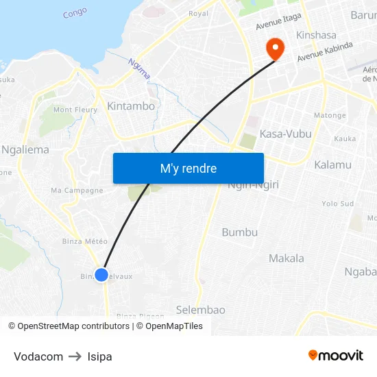 Vodacom to Isipa map