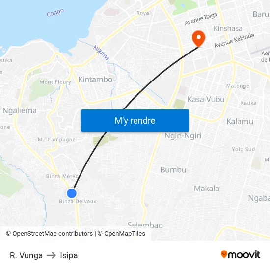 R. Vunga to Isipa map