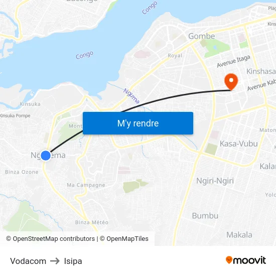 Vodacom to Isipa map