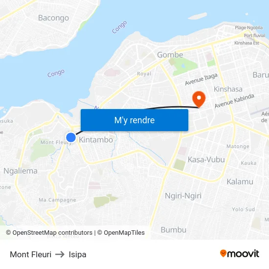 Mont Fleuri to Isipa map