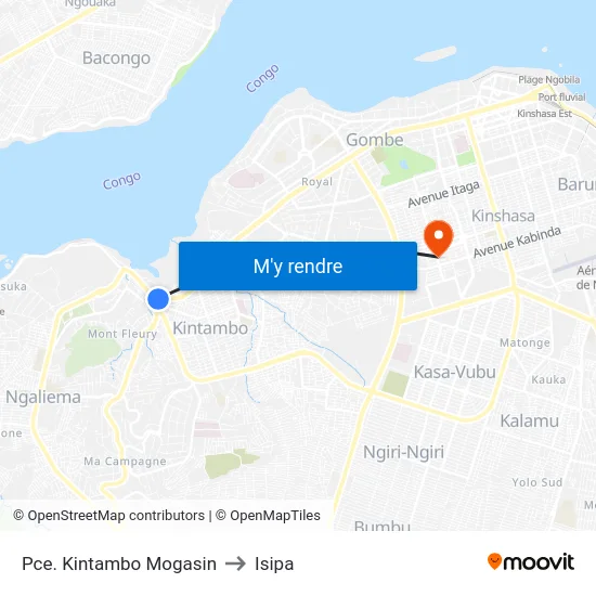 Pce. Kintambo Mogasin to Isipa map