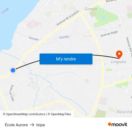 École Aurore to Isipa map