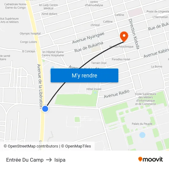 Entrée Du Camp to Isipa map