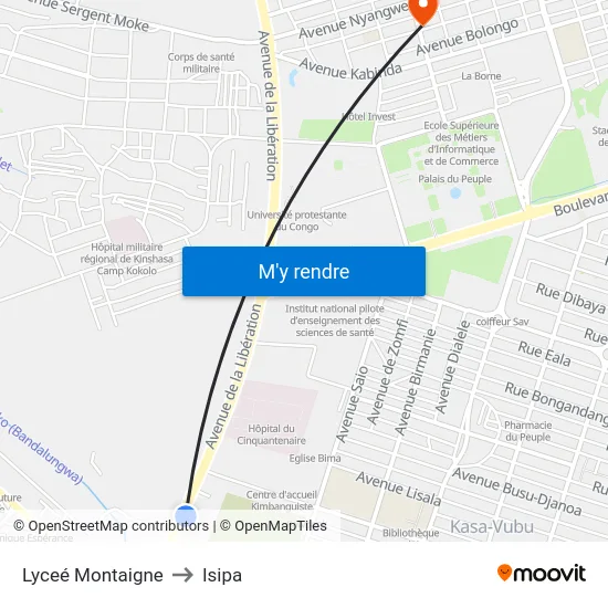 Lyceé Montaigne to Isipa map