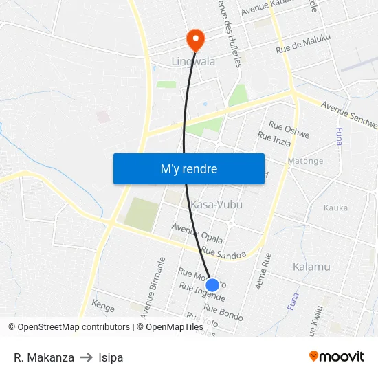 R. Makanza to Isipa map