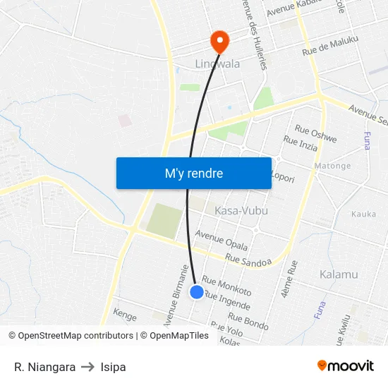 R. Niangara to Isipa map