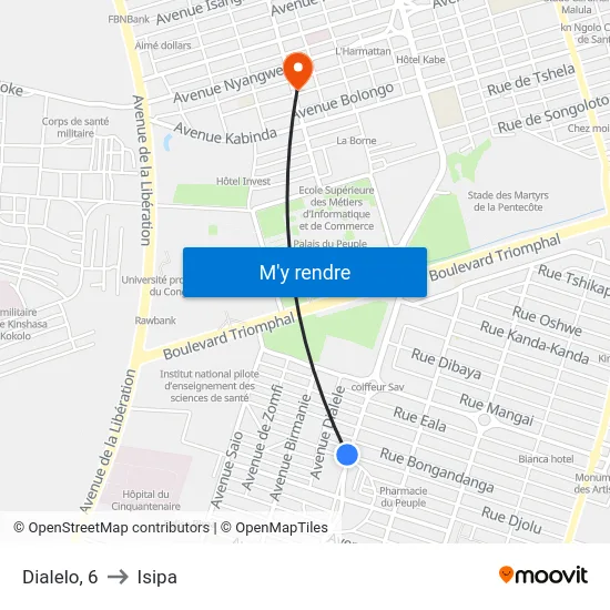 Dialelo, 6 to Isipa map