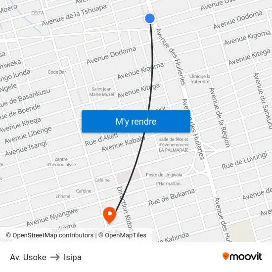 Av. Usoke to Isipa map