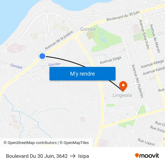 Boulevard Du 30 Juin, 3642 to Isipa map