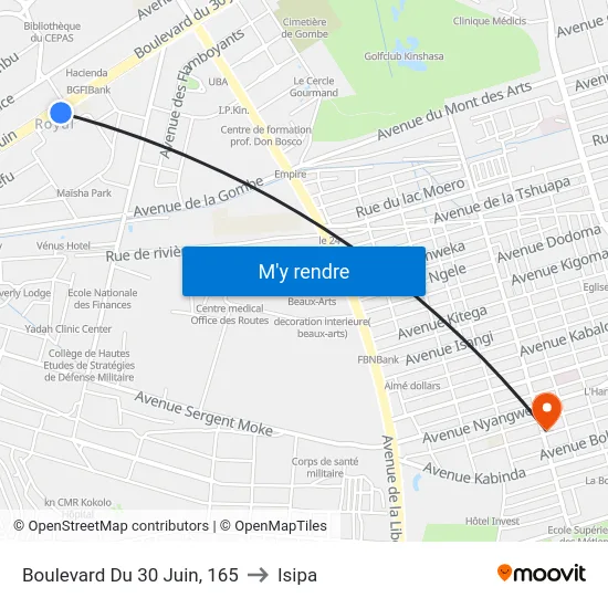 Boulevard Du 30 Juin, 165 to Isipa map