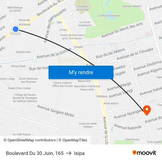 Boulevard Du 30 Juin, 165 to Isipa map