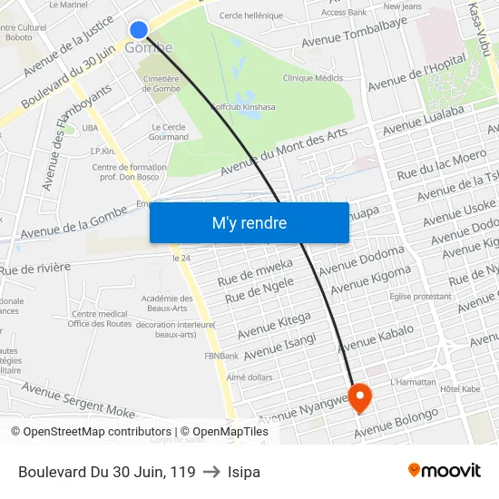 Boulevard Du 30 Juin, 119 to Isipa map
