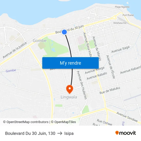 Boulevard Du 30 Juin, 130 to Isipa map