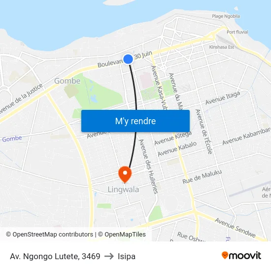 Av. Ngongo Lutete, 3469 to Isipa map