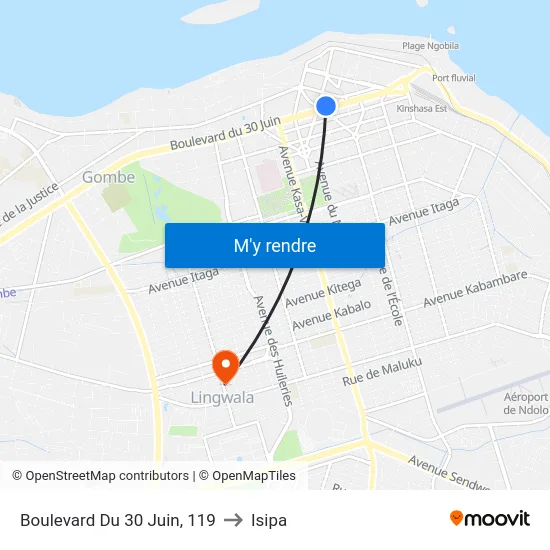 Boulevard Du 30 Juin, 119 to Isipa map