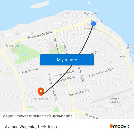 Avenue Wagenia, 1 to Isipa map