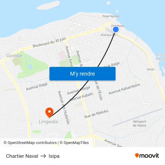 Chartier Naval to Isipa map