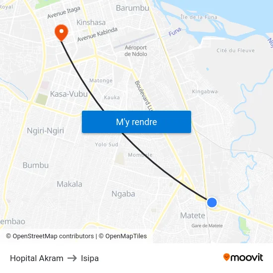Hopital Akram to Isipa map
