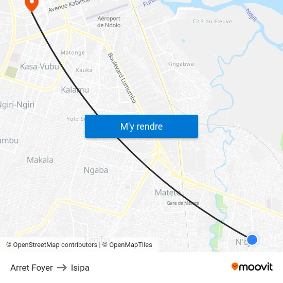 Arret Foyer to Isipa map