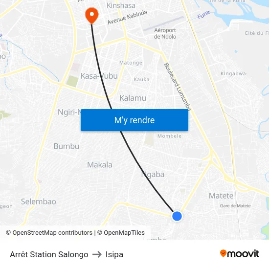 Arrêt Station Salongo to Isipa map