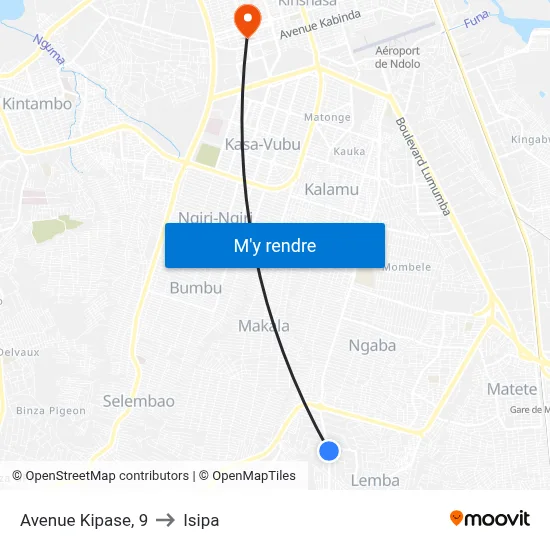Avenue Kipase, 9 to Isipa map