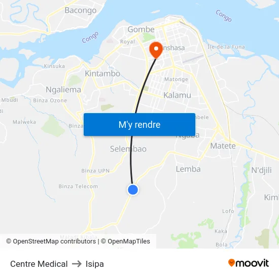 Centre Medical to Isipa map
