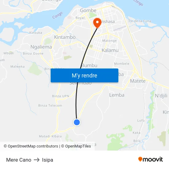 Mere Cano to Isipa map