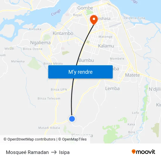Mosqueé Ramadan to Isipa map