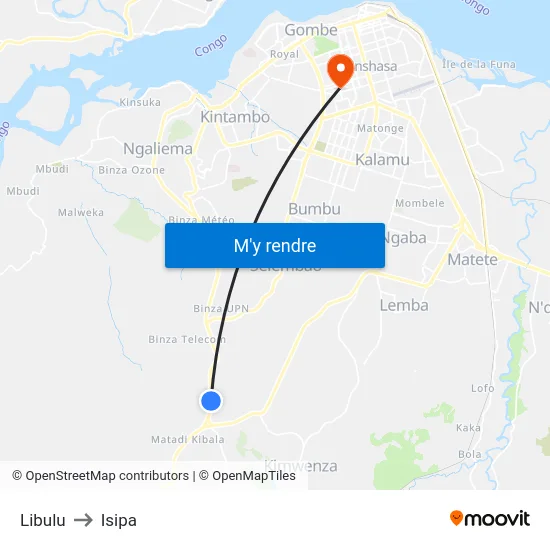 Libulu to Isipa map