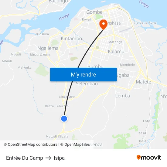 Entrée Du Camp to Isipa map