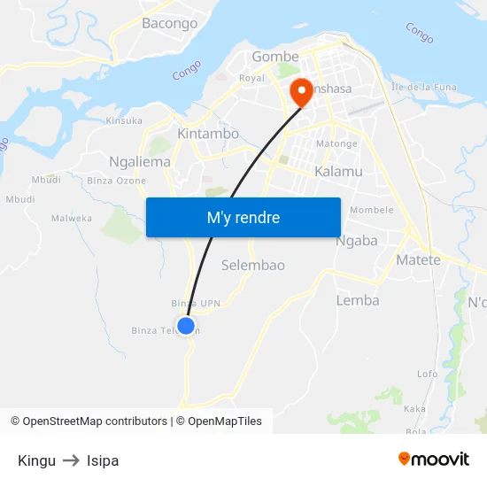 Kingu to Isipa map