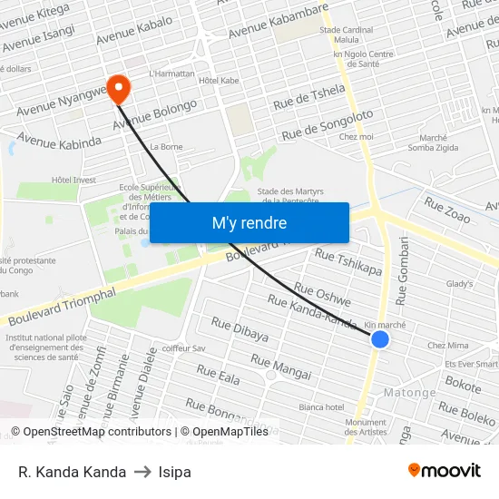 R. Kanda Kanda to Isipa map