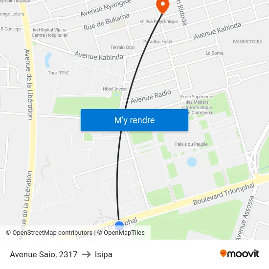 Avenue Saio, 2317 to Isipa map