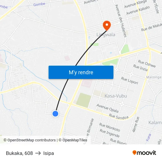 Bukaka, 608 to Isipa map