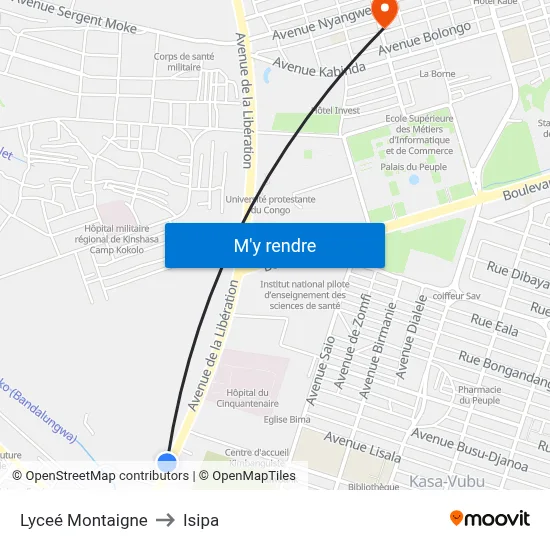 Lyceé Montaigne to Isipa map