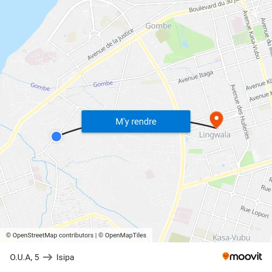 O.U.A, 5 to Isipa map