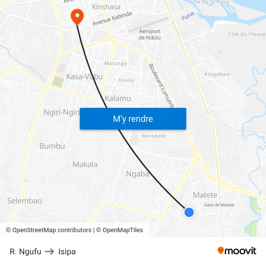 R. Ngufu to Isipa map